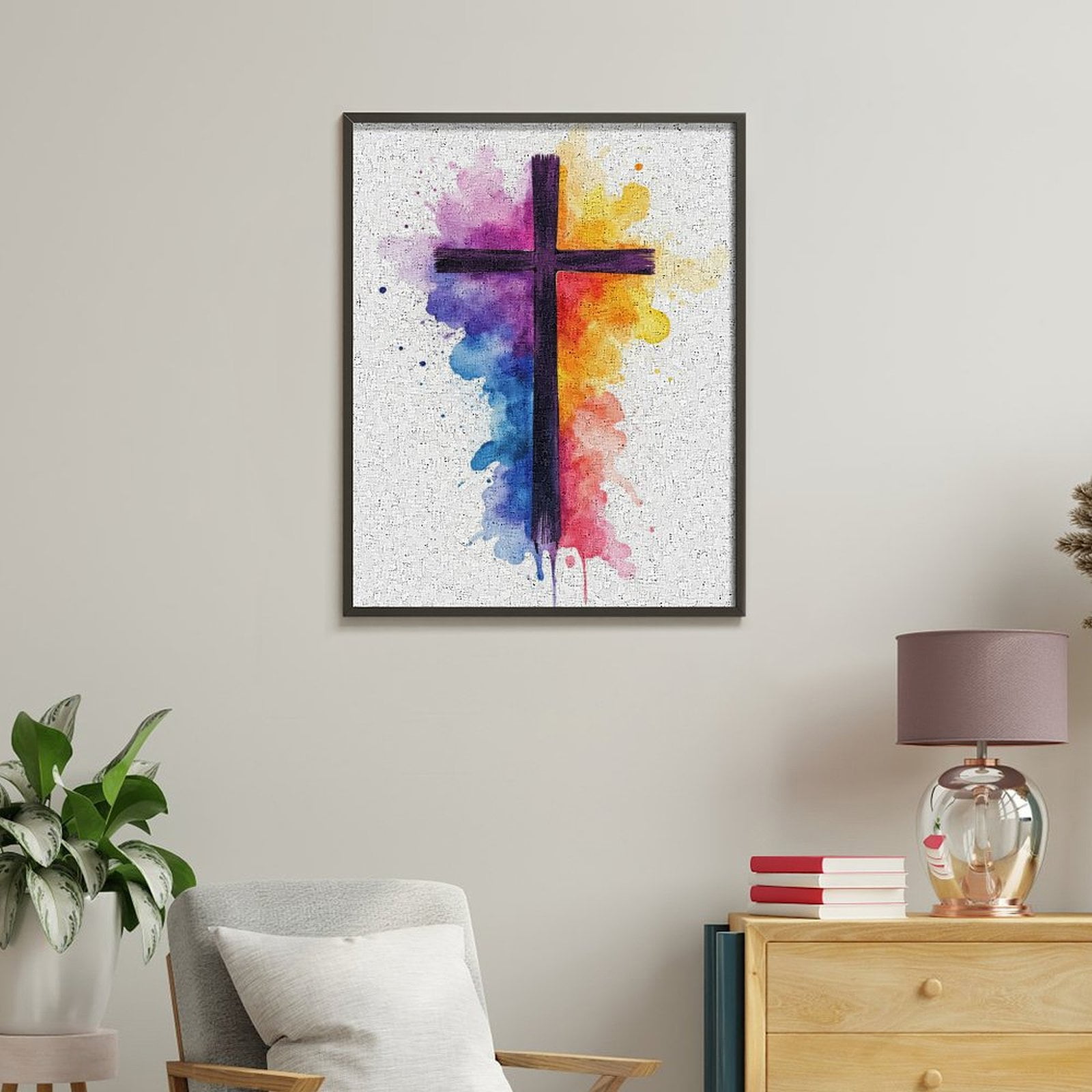 Paint By Numbers Kit for Adults Beginner - DIY Colorful Cross Watercolor Art Canvas Painting Kits for Adults, Frameless Paint By Number for Adults for Home Wall Decor 16x20 Inch