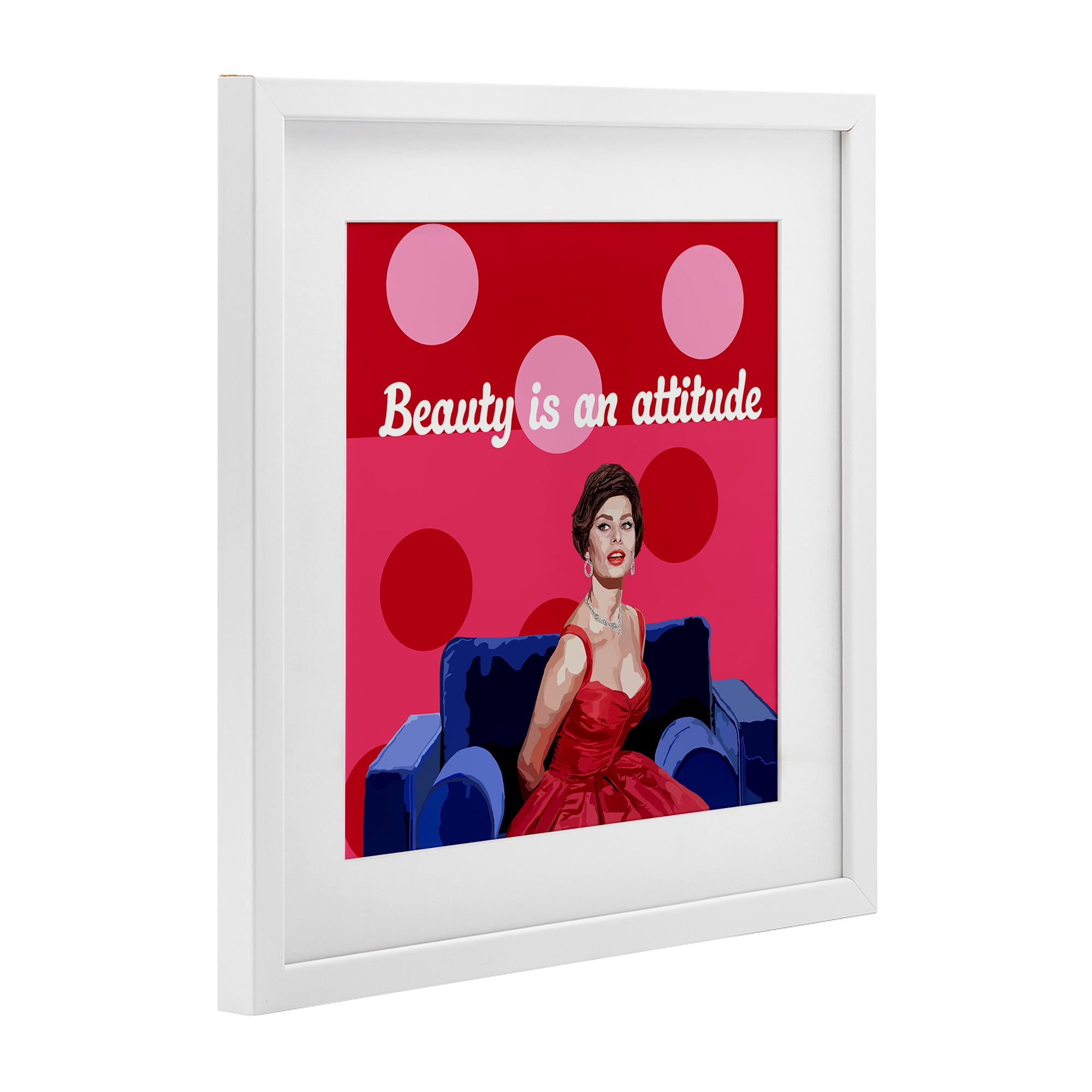 Stupell Industries Beauty Is An Attitude White Framed Print Under Glass, design by Lynnda Rakos