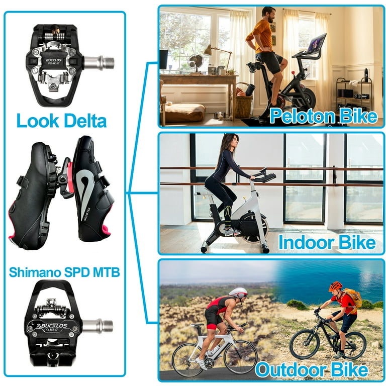 BUCKLOS Look Delta SPD Bike Bicycle Pedals Compatible with Peloton Shimano SPD 9 16 Fitness Exercise Indoor Cycling Pedal Excluding Cleats