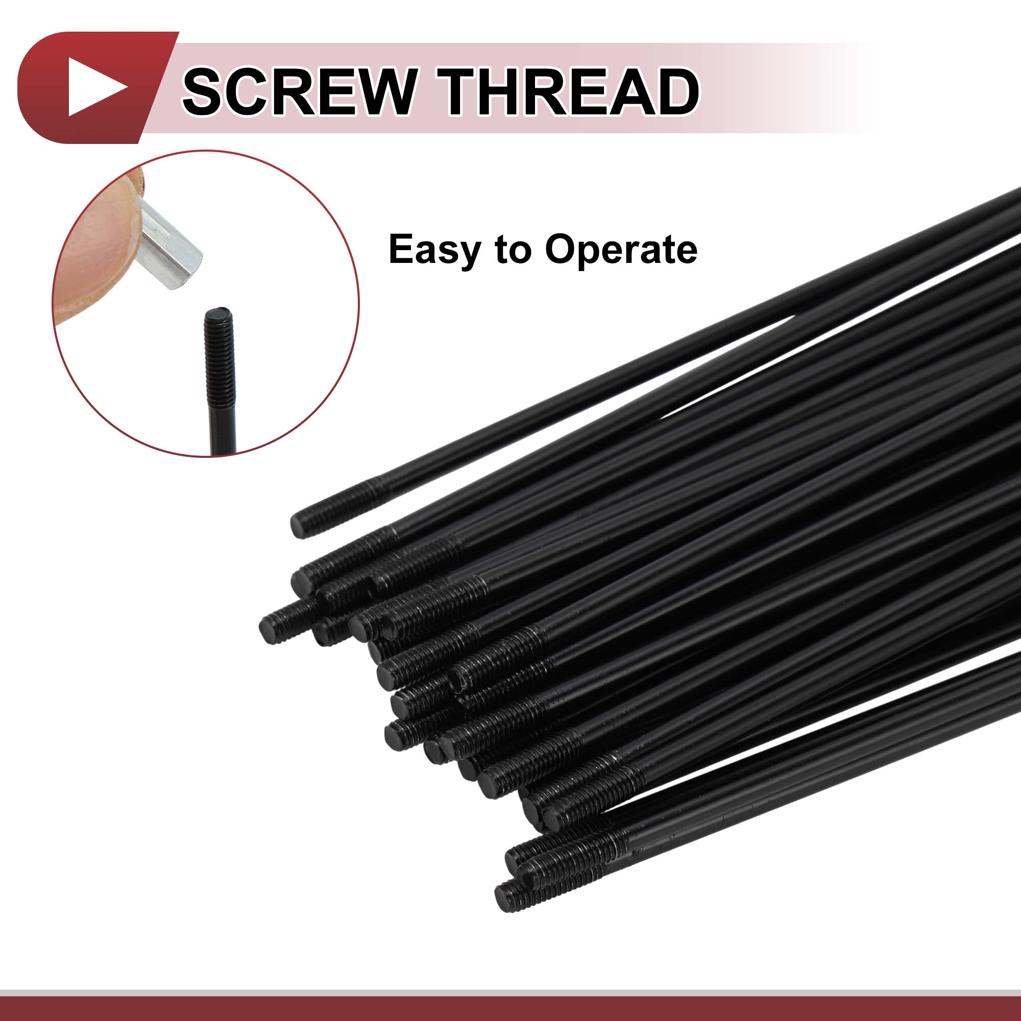 Unique Bargains 38Pcs Durable 13G Bike Wheel Spokes Carbon Steel Black 9.96"