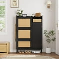 thumbnail image 3 of Garvee Rattan Shoe Storage Cabinet with Doors and 3 Flip Drawers, Freestanding Organizer with Adjustable Shelves for Entryway, Narrow Shoe Rack Cabinet for Hallway, Easy Assembly, Black, 3 of 10