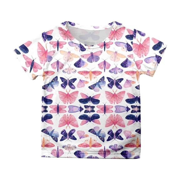Aihuaihua Toddler T Shirts Girls 5t Erfly Print Girls' Tees Short Sleeve Cute Crew Neck Preppy Clothes Shirts for Kids 3-4 Years