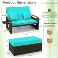 thumbnail image 3 of Costway Patio Rattan Daybed Set with Cushioned Loveseat & Storage Ottoman for Porch Turquoise, 3 of 10