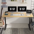 thumbnail image 3 of FunniHomi 60" x 24" Electric Height Adjustable Standing Desk with Hooks, Whole-Piece Desktop Cable Management Tray, and Built-in Power Outlet (Black Frame + Maple Top, 2 Packages), 3 of 11