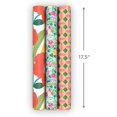 thumbnail image 4 of Floral Wrapping Paper Mini Rolls, 3-Pack (Pink, Orange, Yellow Flowers on Teal, Green and Pink Geometric) for Birthdays, Easter, Mother's Day, Bridal Showers, Any Occasion - 60 Sq. Ft. Total, 4 of 4