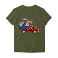 thumbnail image 4 of Fartey American Flag T Shirts for Women 4th of July Patriotic Tops Cute Independence Day Graphic Tees Dressy Casual Short Sleeve Crew Neck Festival Blouses Army Green L, 4 of 4