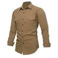 thumbnail image 3 of Men's Cotton Long Sleeve Work Shirt Casual Outdoor Cargo Shirt, 3 of 6