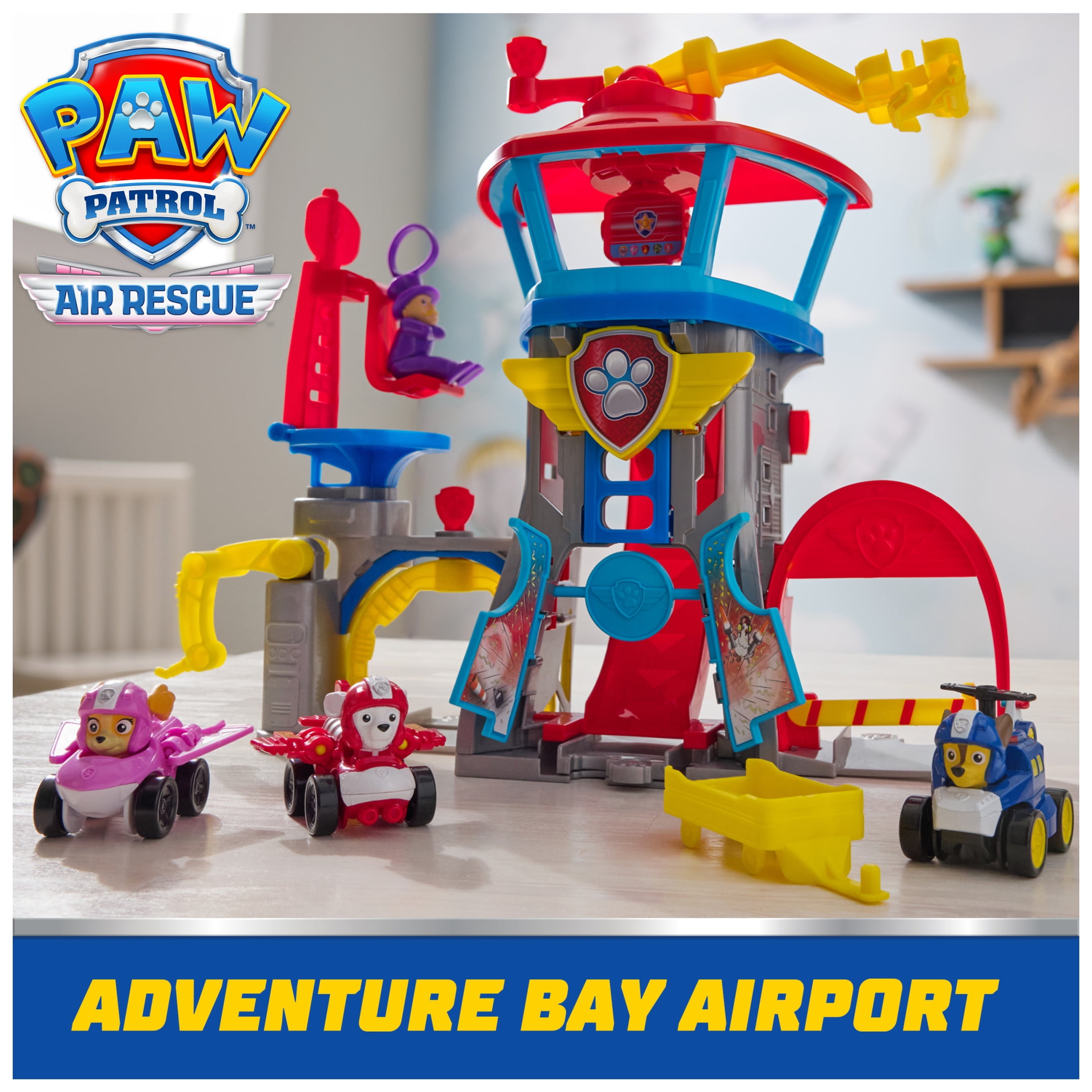 PAW Patrol: Air Rescue, Pup Squad Airport Playset with Chase, Marshall & Skye Vehicles for Kids Ages 3+