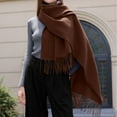 thumbnail image 2 of SUXIAN Winter Scarf for Women Solid Color Tassel Shawl Warm Coffee One Size, 2 of 4