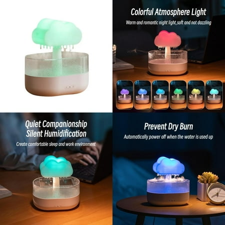 

Colorful Mushroom Rain Cloud Air Humidifier Diffuser - Ultimate Relaxation Aromatherapy Smell Distributor for Home and Office - Soothing Water Droplets Sounds Night Lights - Enhance Rela
