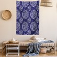 thumbnail image 2 of Navy and White Tapestry, Scroll Pattern with Little Rural Wildflowers and Buds Feminine Corsage, Wall Hanging for Bedroom Living Room Dorm Decor, 40W X 60L Inches, Indigo White, by Ambesonne, 2 of 5