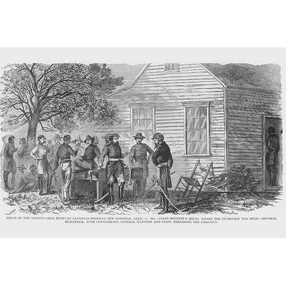 Surrender Negotiations between Sherman & Johnston at Bennett's House-Fine Art Canvas Print (20" x 30")