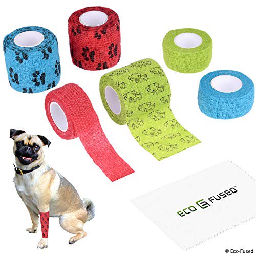 Self Adhering Bandage Injury Wrap Tape for Dogs Pack of 6 Supports Muscles and Joints