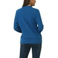 thumbnail image 3 of INSPIRE CHIC Women's Fall Winter Long Sleeve Square Neck Solid Color Fake Two-Piece Casual Top M Royal Blue, 3 of 6
