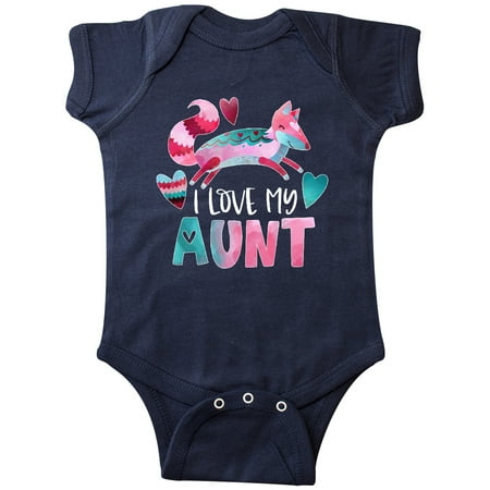 

Inktastic I Love My Aunt Pink and Blue Fox with Hearts Gift Baby Boy or Baby Girl Bodysuit