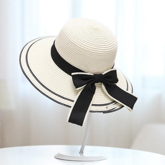 SikaFu Hat For Women In Summer, Korean Version, Large Brimmed Bow Grass Hat, Outdoor Sun Protection And Shading, Fashionable And Breathable Beach Hat Wholesale