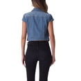thumbnail image 3 of CHAQUETA DE JEAN CORTA CON MANGAS CORTAS PARA MUJER INSPIRADA EN CHIC, CON BOTONES, COLOR AZUL JEAN, TALLA M, 3 of 6