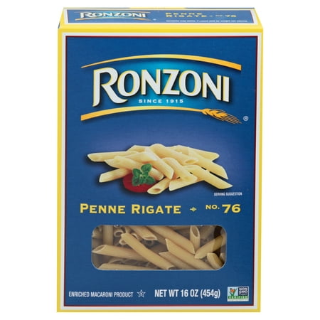Ronzoni Penne Rigate, 16 oz, Ridged Tube Pasta for Chunky Sauces, Non-GMO, Vegetarian