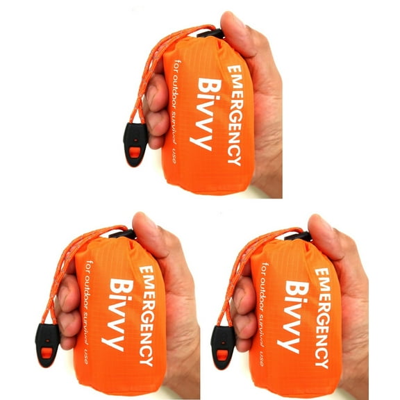 3 Packs Emergency Thermal Sleeping Bag, Survival Bivvy Sacks Blanket With Whistles, Waterproof Lightweight Survival Shelter Blanket Bag Gear For Outdoor Hiking Camping Sport Adventure..