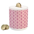 thumbnail image 1 of Floral Piggy Bank, Pattern of Deformed Circles in Repeat with Doodle Geometric Lines Round Spots, Ceramic Coin Bank Money Box for Cash Saving, 3.6" X 3.2", Magenta and Cream, by Ambesonne, 1 of 4