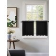 thumbnail image 3 of Black Textured Tier Curtains 24 Inch Length,Sheer Curtains for Bedroom Living Room Window Farmhouse Country Woven Striped Rod Pocket Voile Drapes Kitchen Curtains Small Half Window 27.5"x24" 2 Panels, 3 of 7
