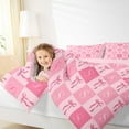 thumbnail image 4 of jejeloiu Pink Monogrammed S Queen Comforter Set,Chic Bowtie Bow Bedding Sets,Cartoon Geometric Check Bedding Comforter Set For Girl Teens,Ultra Soft Bedroom Decor Reversible,3-Piece, 4 of 8
