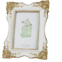 4 x 6 Vintage Picture Frame Trim Antique Ornate Resin Photo Frame with Easel and Hook for Tabletop Wall Art Decor Display Home Office(White)