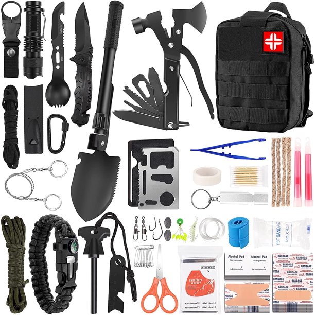 Emergency Survival Kit and First Aid Kit, 142Pcs Professional Survival