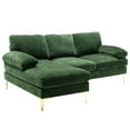 thumbnail image 2 of 81 Inch L-shaped Accent Sofa Set with Padded Back and Armrest, Upholstered Sofa Couch with Chaise and Metal Legs, Corner Sleeper Couch for Living Room, Green, 2 of 7