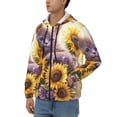 thumbnail image 3 of Kdxio Daisy Sunflower Lazy Cat Print Men Hoodies Casual Hoodies for Men with Zip Pockets Full Zip Long Sleeve Sweatshirt Sports Hooded Jacket-Medium, 3 of 5