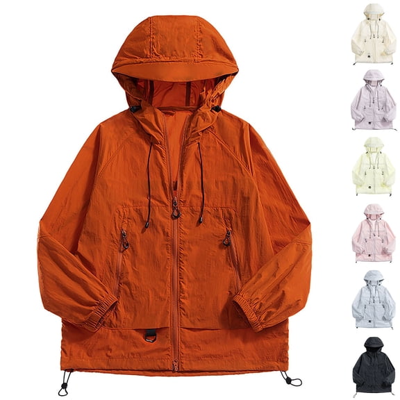 Men's Lightweight Windbreaker Jacket with Zipper Pocket Casual Zip Up Jackets with Hooded Yellow