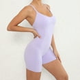 thumbnail image 4 of Spandex Bodysuit Romper for Women Shorts Workout Yoga Fitness Outfit Criss Cross Backless Sleeveless Jumpsuits (Medium, Purple), 4 of 7