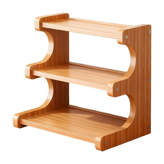 Wooden Mug Rack for Coffee Mugs - 2/3 Tier Countertop Organizer with Transparent Base, Brown