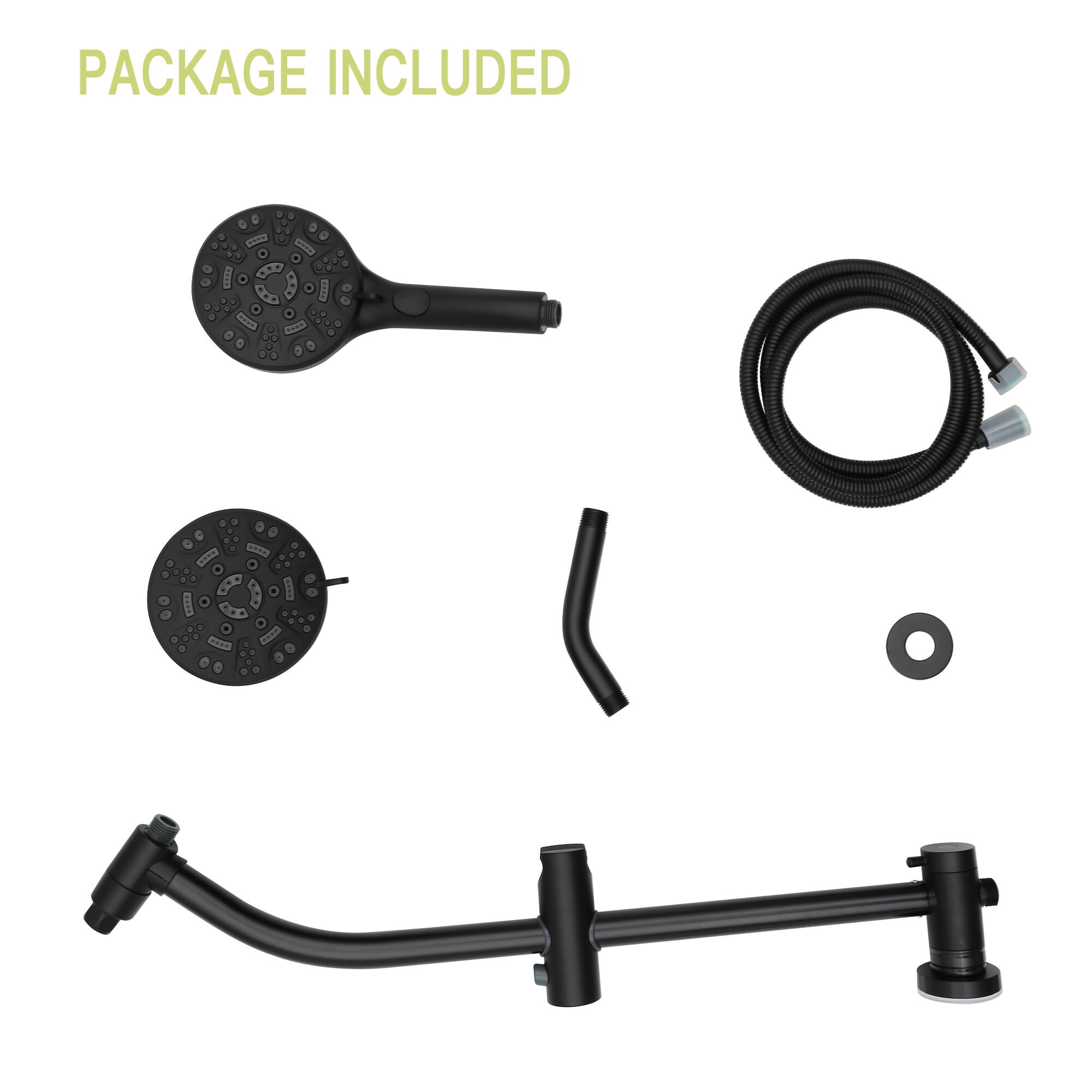 Freestanding Bathtub Faucet, Multi Function Dual Shower Head - Shower System with 4.7" Rain Showerhead, 8-Function Hand Shower, Adjustable Slide Bar,Matte Black, Matte Black Freestanding Tub Filler