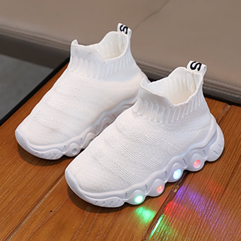 Yuncity Sneakers Toddler Boys Girls Light Up Hook Loop Platform