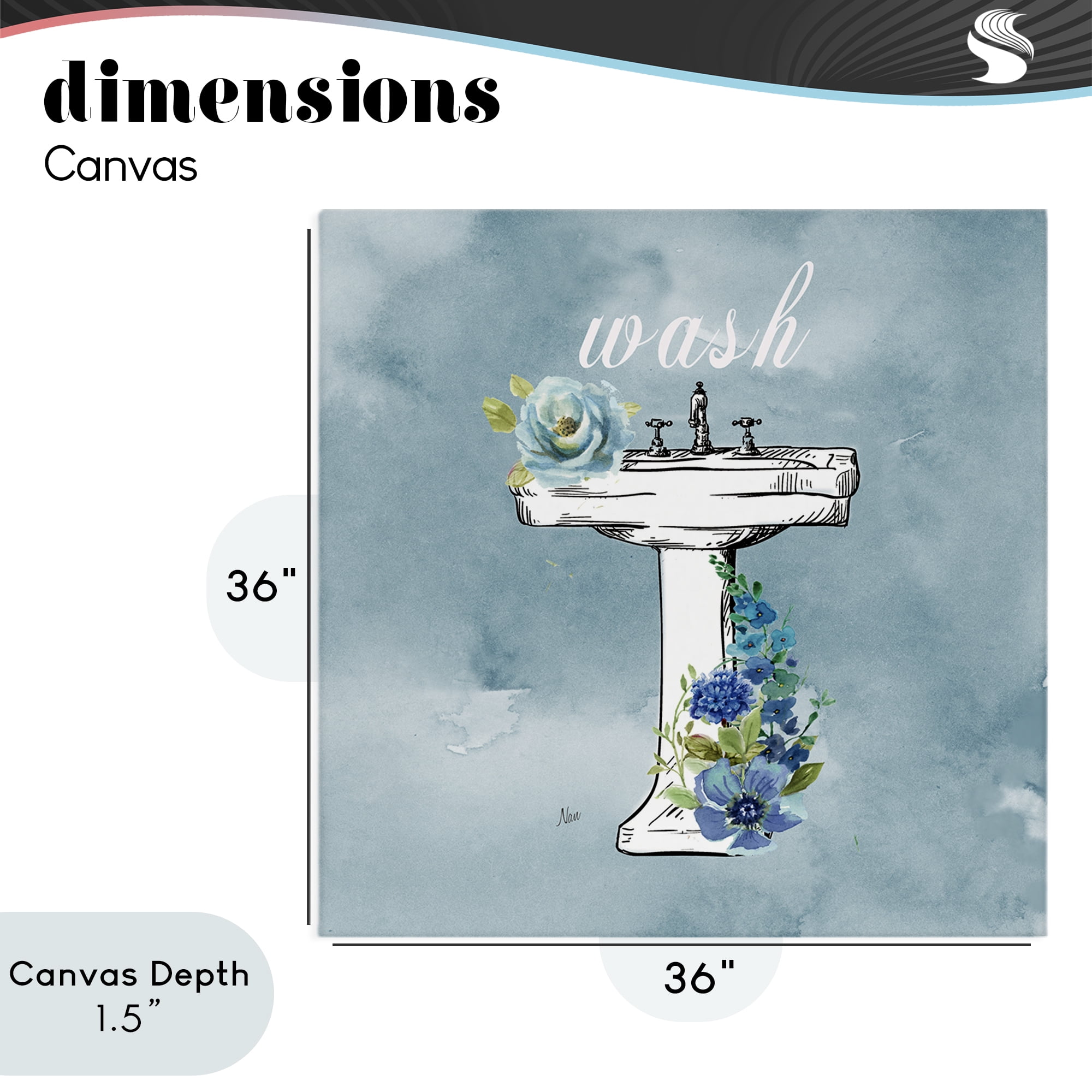 Stupell Industries Floral Bathroom Rules Wash Canvas Wall Art, design by Nan