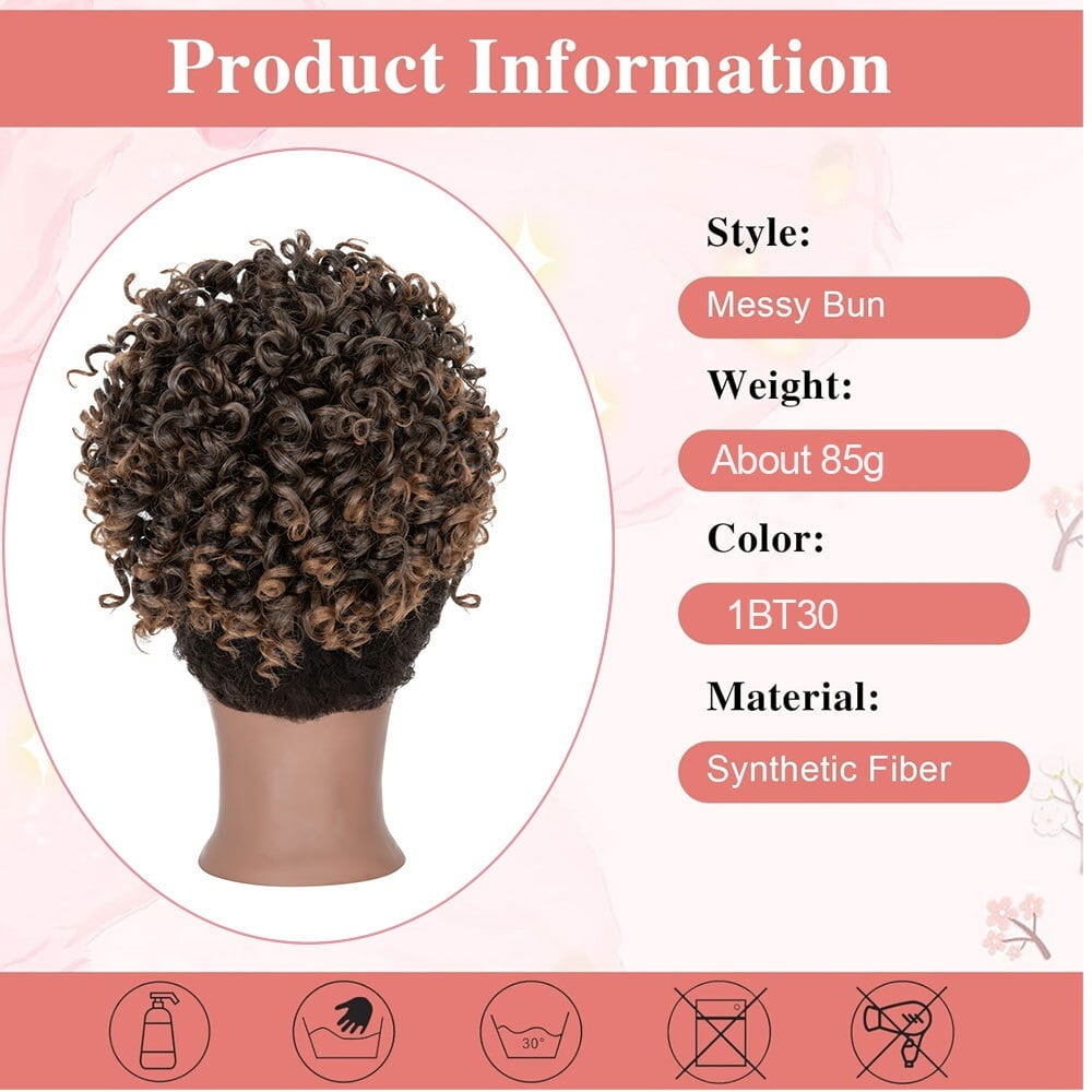 Messy Curly Fluffy Bun Hair Piece Tousled Updo Elastic Drawstring Ponytail Extension Synthetic Hair Scrunchies