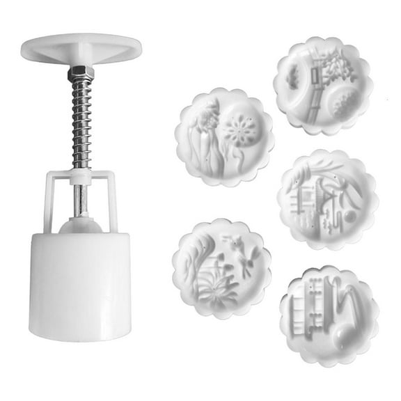 hejhncii Home Baking Mooncakes Shaping Moulds with 5 Festival Pattern for Celebration