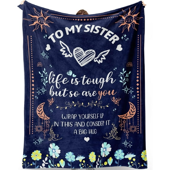 Sister Blanket, Sister Gifts from Sister - Best Sister Birthday Gifts, Unique Sister Gifts to My Dear Sister on Mother's Day, Valentine's Day - to My Sister Throw Blanket 60x50 Inch