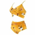 thumbnail image 5 of Women's Sexy Bikini Swimsuits, Women's High Waisted Bandage Bikini Set Wrap 2 Piece Push Up Swimsuits, Front Corss and Back Tie Knot (Yellow Flower,X-Large), 5 of 9