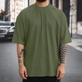 thumbnail image 2 of Plus Size Mens Big & Tall T Shirts Short Sleeve Crew Neck Tees Tops Vintage Washed Solid Color Pullover Going Out Streetwear Workout Tshirts Shirt Army Green XL, 2 of 4