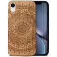 thumbnail image 1 of Case Yard Wooden Case Outside Soft TPU Silicone, Slim Fit Shockproof Wood Protective Phone Cover for Girls Boys Men and Women, Supports Wireless Charging Mandala 2 Design case for iPhone-XR, 1 of 7