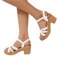 thumbnail image 7 of Women's Braided High Heels Sandals Summer Chunky Platform Gladiator Sandals Ankle Straps Vacation Casual Beach Shoes, 37, 7 of 7