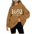 thumbnail image 1 of Chandails à Capuchon de Mode pour Femmes 2023 Coupe Ample Mode Automne Chandails en Molleton Hauts Décontractés Manches Longues Citrouille Épice Café Blouse à Capuche Imprimé Chandail 50 % de Rabais Liquidation Costumes Halloween/noël, 1 of 1