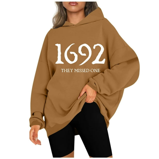 Chandails à Capuchon de Mode pour Femmes 2023 Coupe Ample Mode Automne Chandails en Molleton Hauts Décontractés Manches Longues Citrouille Épice Café Blouse à Capuche Imprimé Chandail 50 % de Rabais Liquidation Costumes Halloween/noël