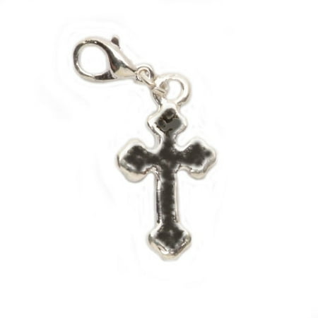 Designer Rhinestone Cross - Lobster Clasp Charm - Black Rhinestone Cross - .5 X .875