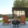 thumbnail image 2 of Flash Furniture Charlestown 3 Pcs Iron Wood Burning Fire Pit Set With Adirondack Chairs, Teak, 2 of 12