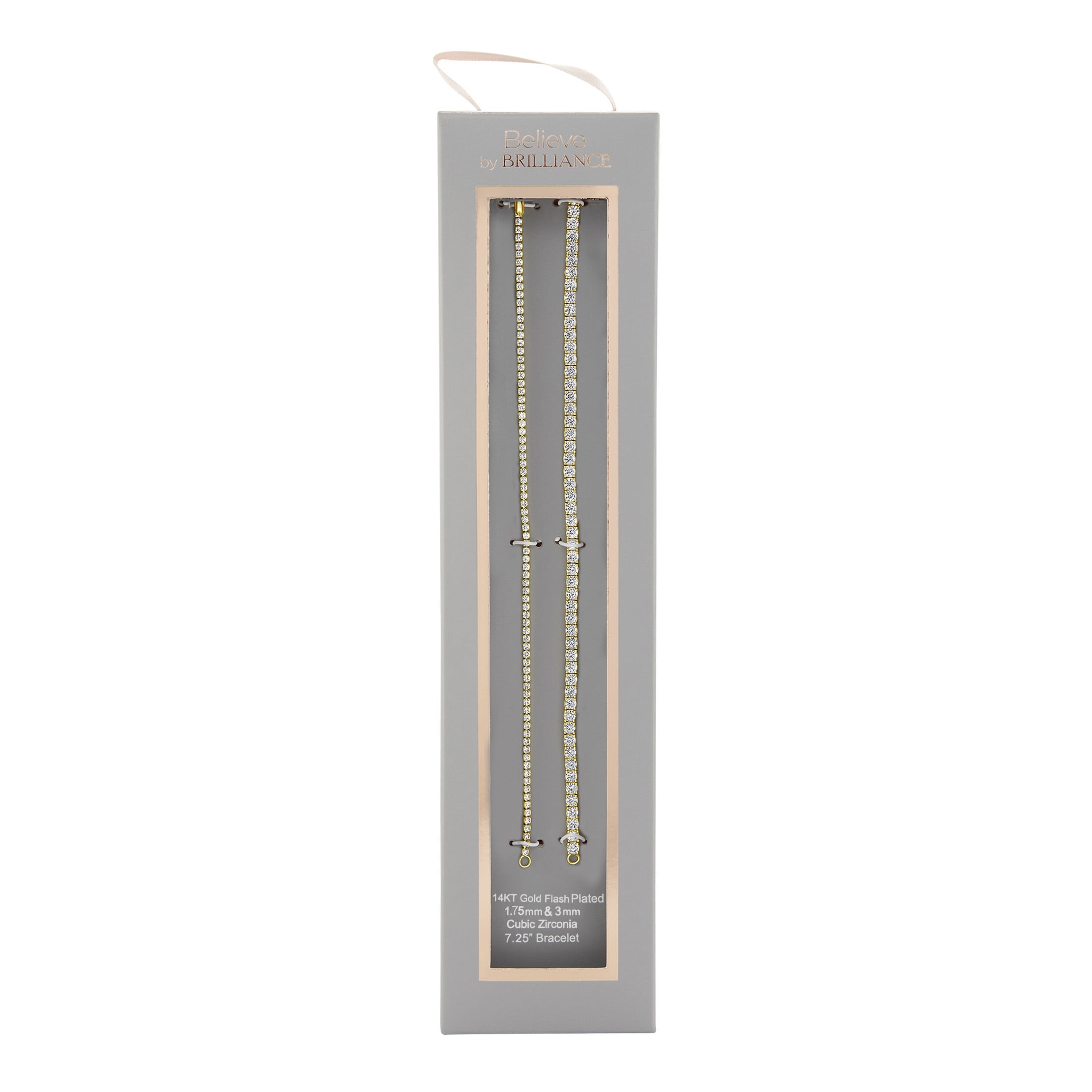 Believe by Brilliance Women's Flash Gold Plated Cubic Zirconia Tennis Bracelet Set