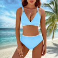 thumbnail image 2 of XIYON Bikini Sets For Women V Neck High Waisted Swimsuits Two Piece Bathing Suit Vacation Outfits Swimwear 2026, 2 of 5
