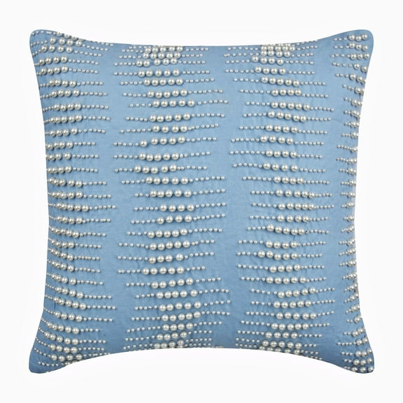 Light Blue Pillow Shams, Mother Of Pearls Boudoir Pillow Shams, 24x24 inch (60x60 cm) Pillow Shams, Linen Pillow Shams, Striped Throw Pillow Shams, French Closure - Arctica